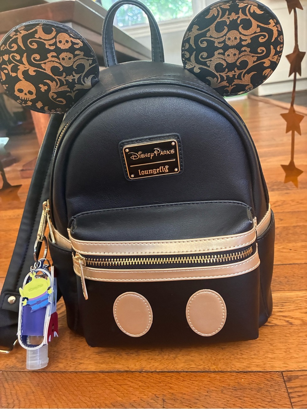 Disney parks Pirates Loungefly Black Backpack with Gold Disney Parks Plaque